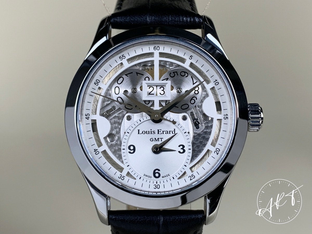 Louis Erard 1931 Dual Time Grande Date Skeleton Watch in FULL SET