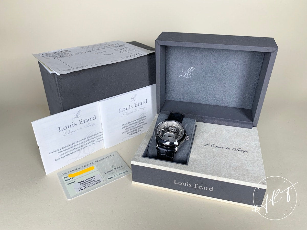 Louis Erard 1931 Dual Time Grande Date Skeleton Watch in FULL SET